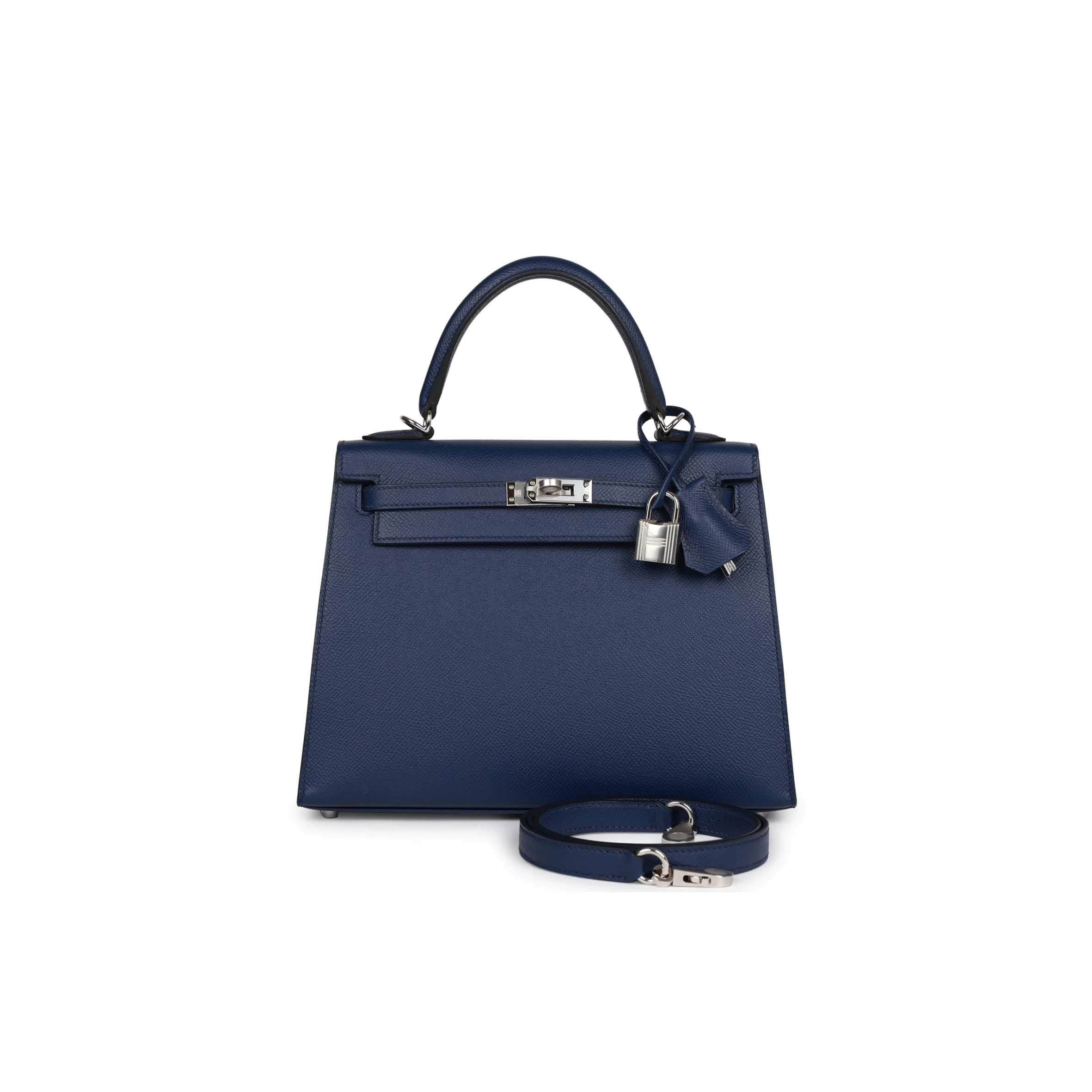 HERMÈS MASTER KELLY SELLIER 28 BLEU SAPHIR EPSOM PALLADIUM HARDWARE (28*22*10cm) 